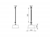 Ceiling 1 arm under fit - afmetingen