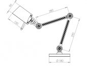 Desk small tafellamp 2 armen met voet - afmetingen