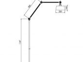 Floor long vloerlamp 2 arm upper fit - afmetingen