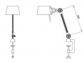 Bolt desk lamp small 1 arm + clamp Afmetingen